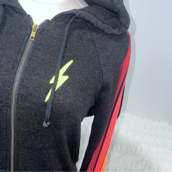 Aviator Nation Gray Stripped Zip Up Hoodie - Picture 3 of 6